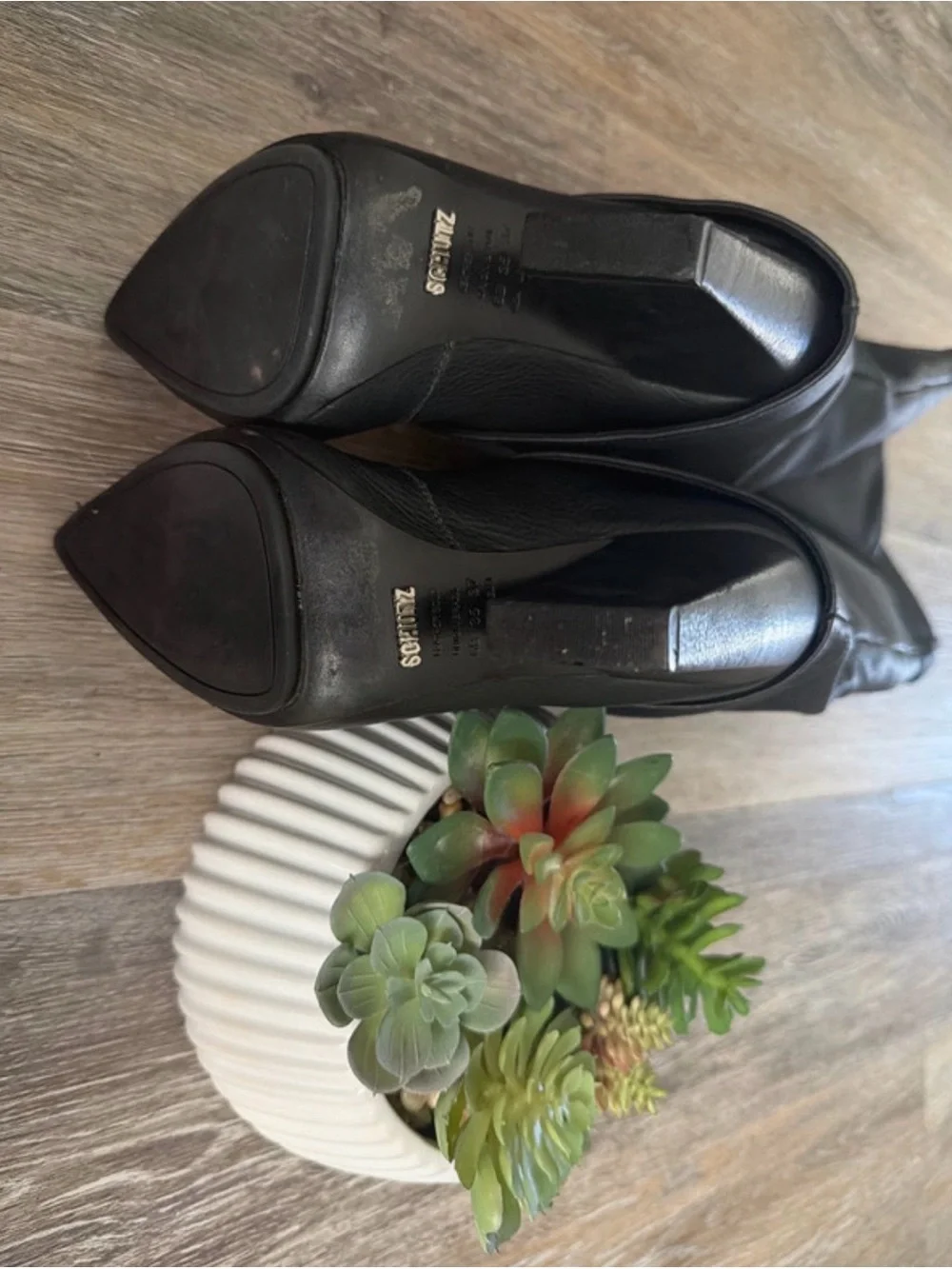 SCHUTZ Black Over-the-Knee Block Heel Boots